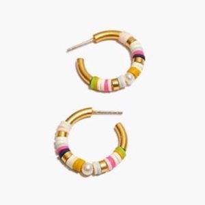 Madewell Electric Pink & Gold Hoop Earrings